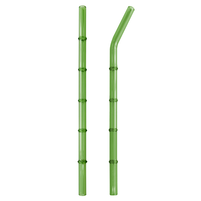 High Borosilicate Glass Straws Simulation Bamboo Style